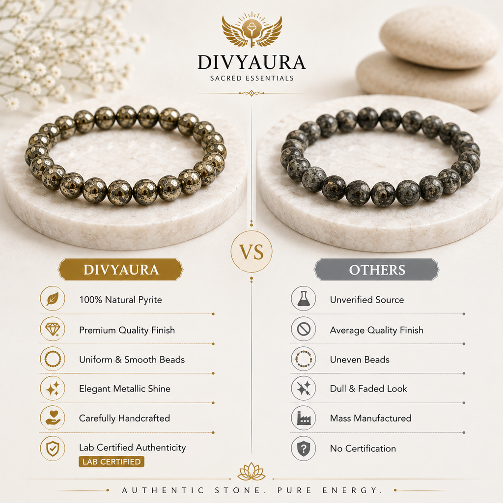 Natural Pyrite Crystal Bracelet for Wealth, Prosperity and Positive Energy