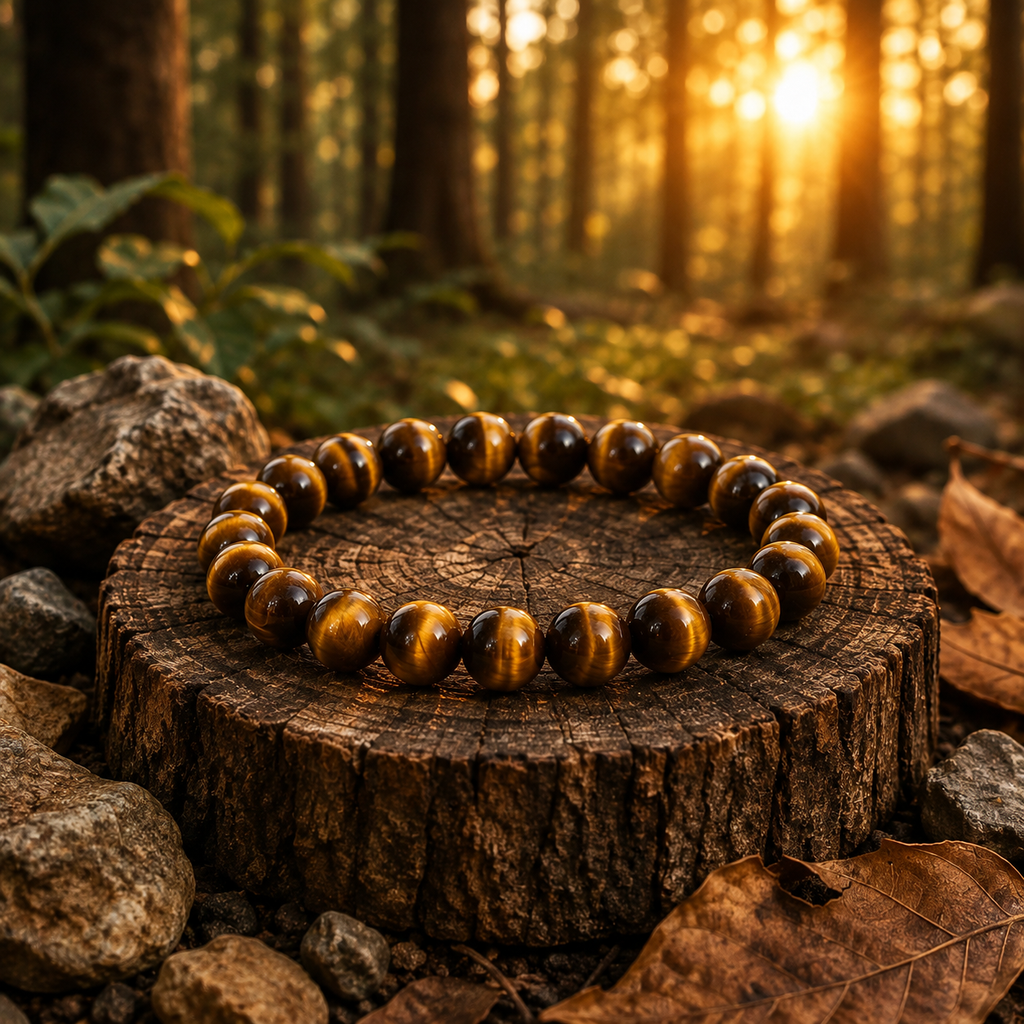 Natural Tiger Eye Crystal Bracelet Premium 8mm Gemstone by Divyaura