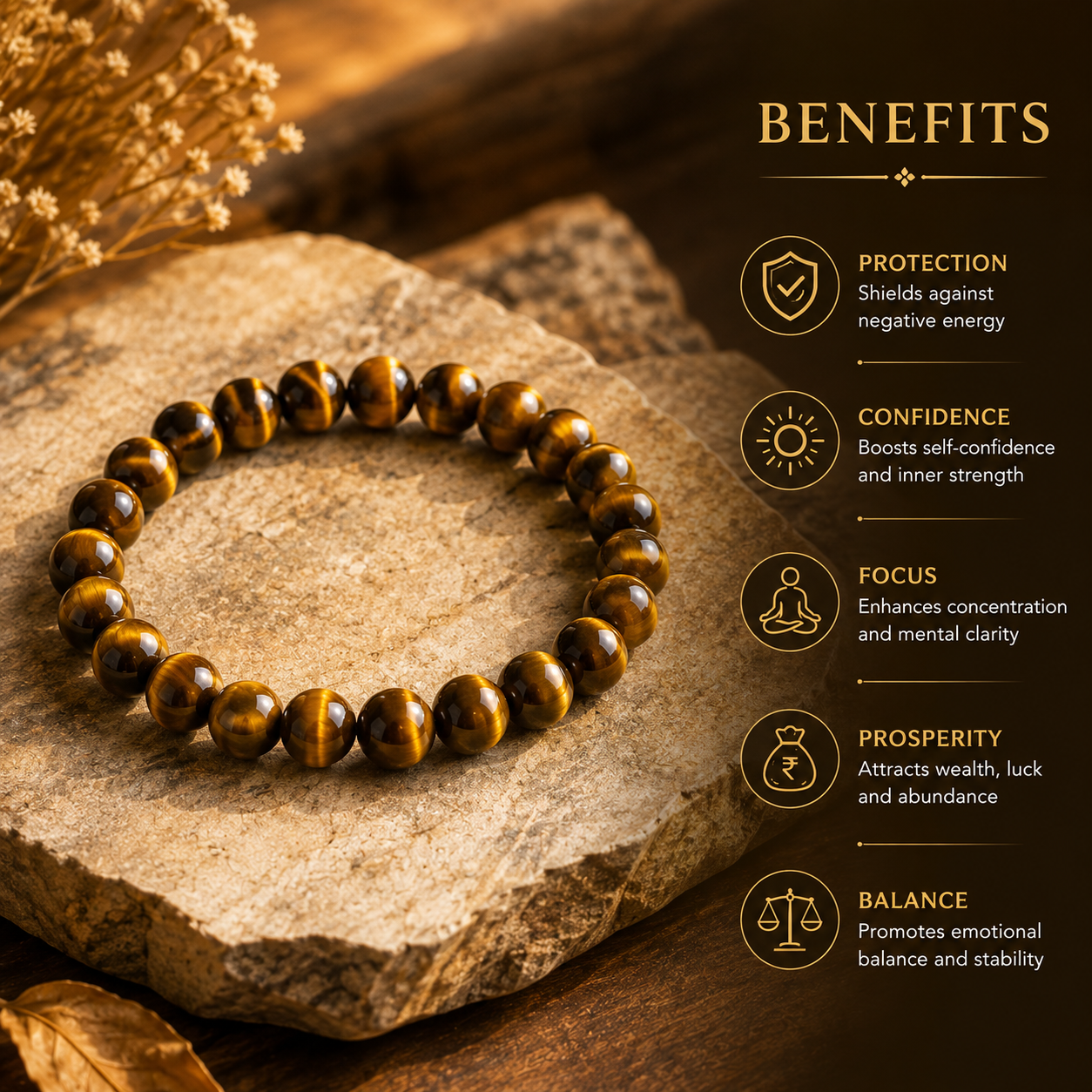 Premium Tiger Eye Crystal Bead Bracelet for Men and Women