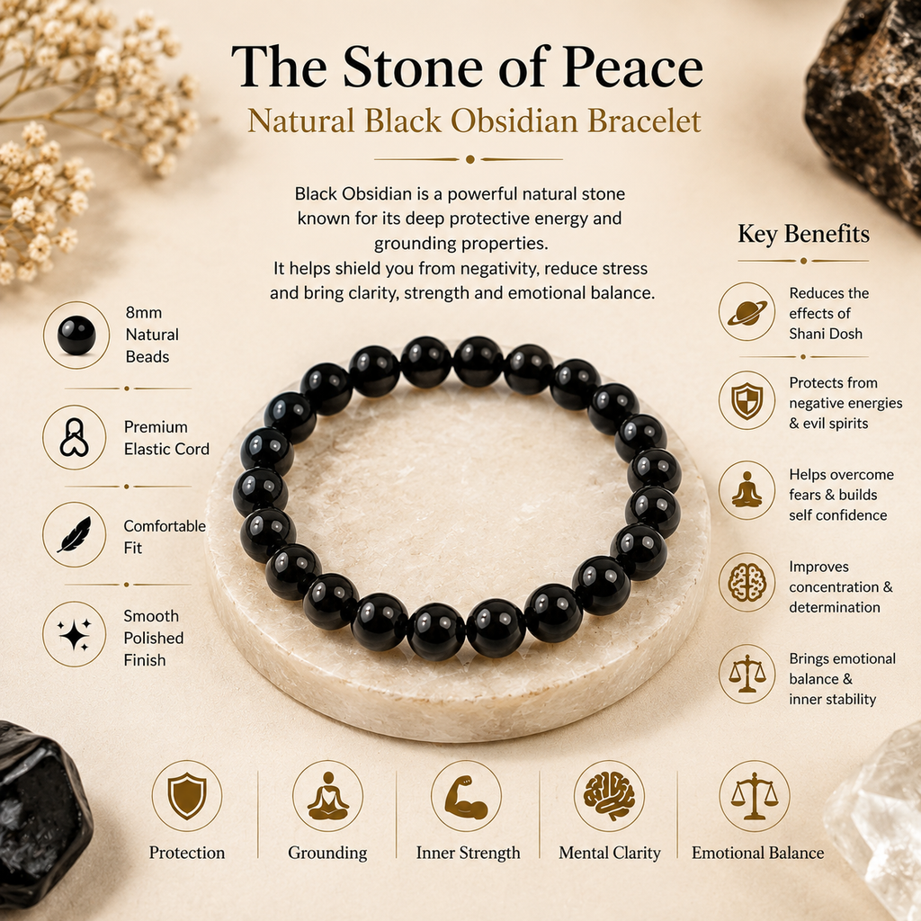 Premium Natural Black Obsidian Bracelet