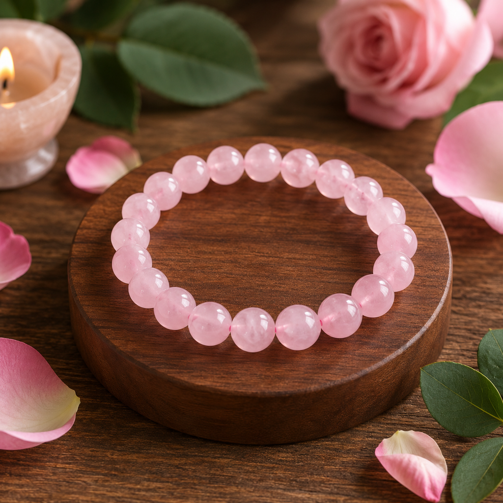 Rose Quartz Bracelet | Natural Gemstone Bracelet for Love, Peace & Emotional Healing