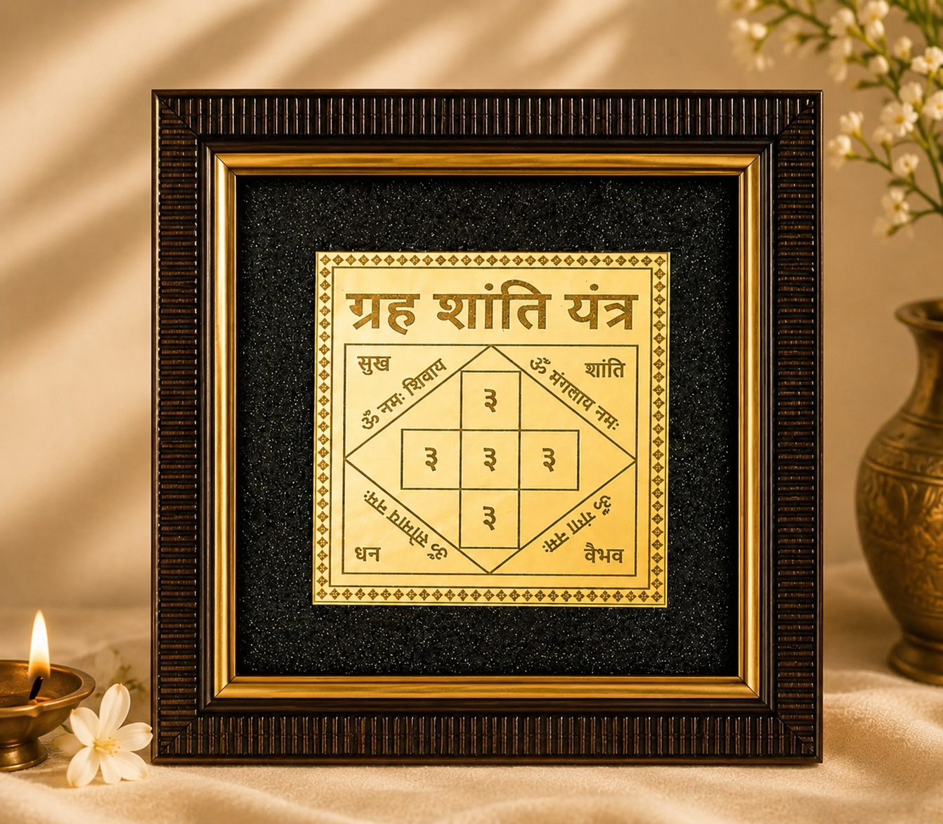 Grah Shanti Yantra Frame | Premium Brass Vastu Yantra for Home & Office